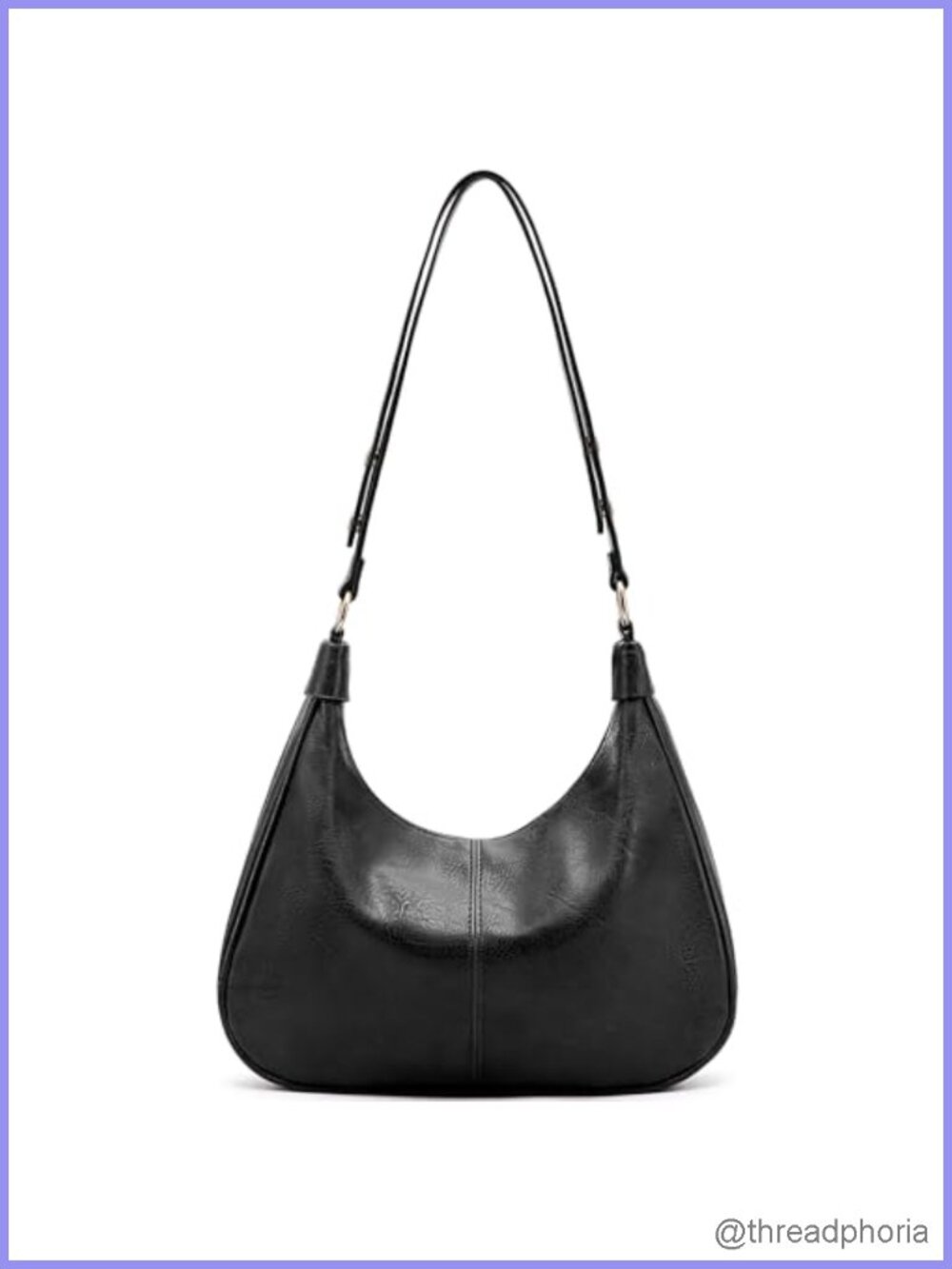 Vegan Leather Hobo Shoulder Bag Adjustable Strap Crossbody Purse